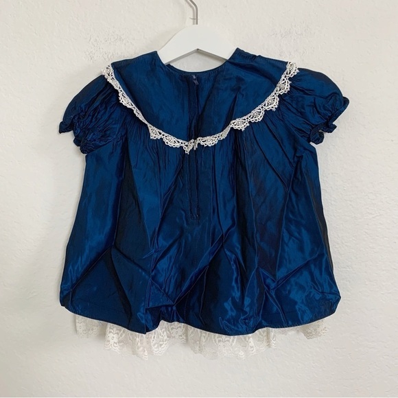 Vintage Jessica McClintock Gunne Sax Baby Taffeta Dress Big Collar Lace - Picture 5 of 17